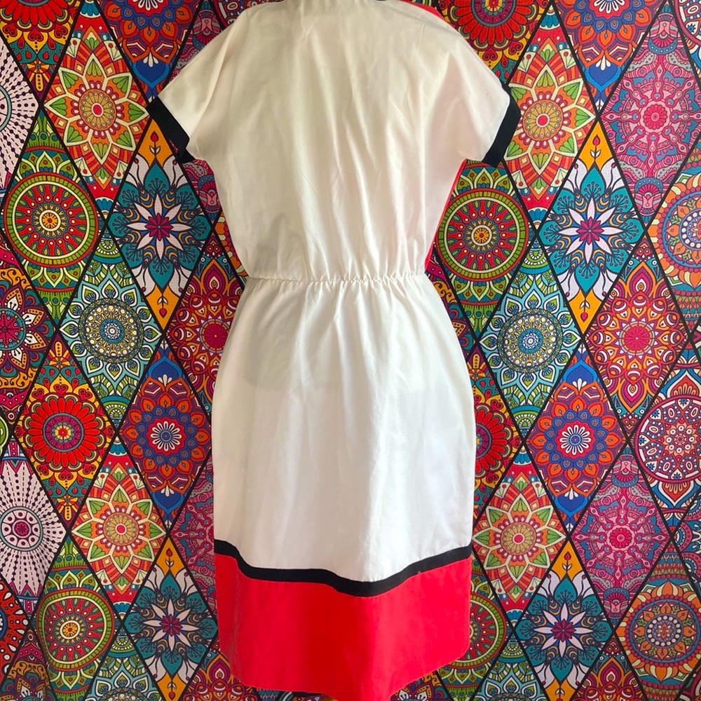 🌟SOLD🌟 Vintage 1980s White & Salmon Pink Dress Sz 12 - Picture 4 of 9